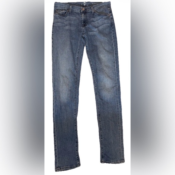 7 For All Mankind Roxanne Skinny Jean With Rhinestone Detailed Pockets Size 28